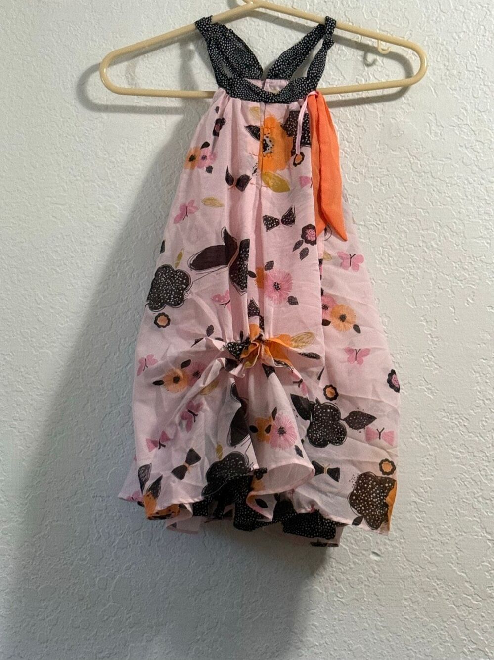Deux par Deux girl's printed bubble dress in a pink butterfly pattern 7